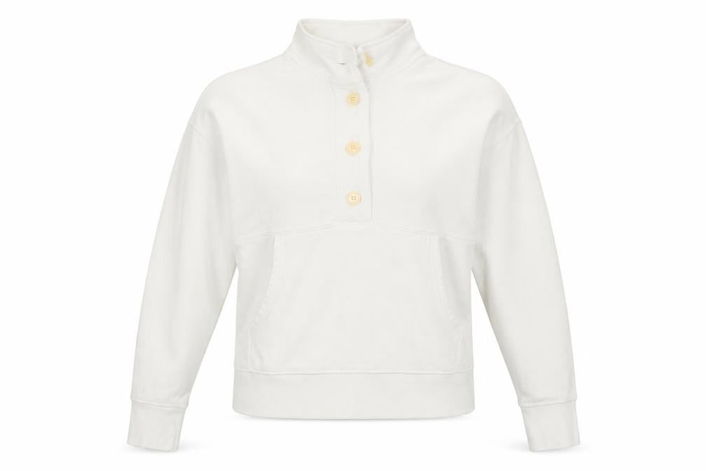 Aerie Women's White Henley Sweatshirt, Size S, Casual