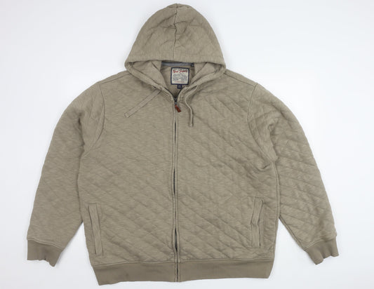 Next Men's Beige 2XL Hooded Jacket with Zip Pockets