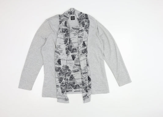TIGI Women's Grey Long Sleeve Open Front Cardigan - Size L