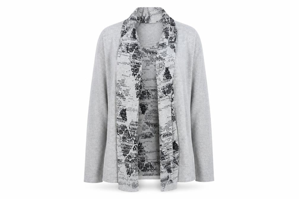 TIGI Women's Grey Long Sleeve Open Front Cardigan - Size L