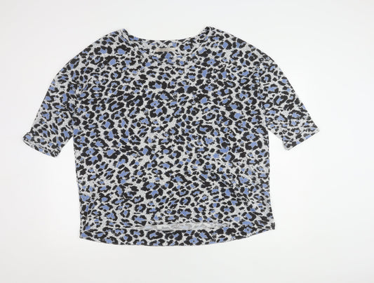 Marks and Spencer Women's Blue Leopard Print Jumper, Size 16