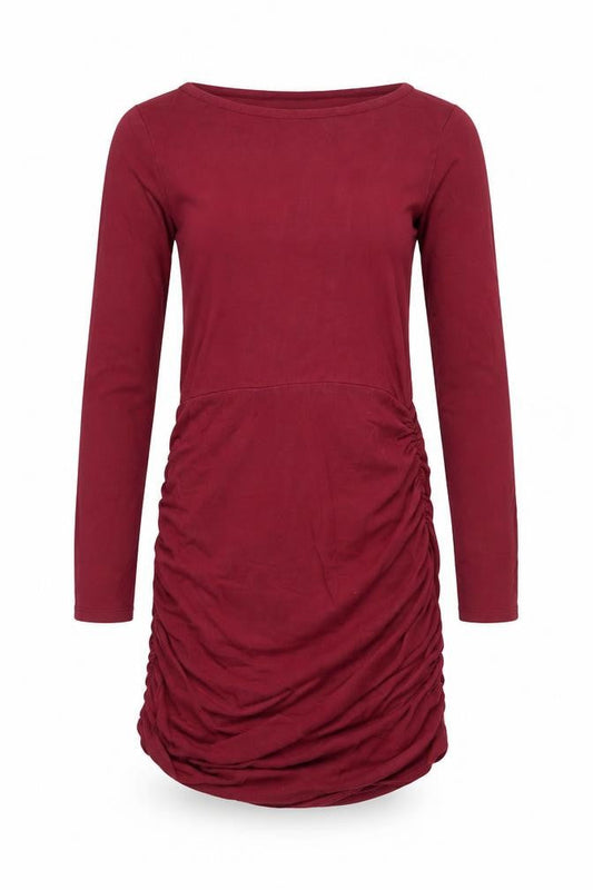 ASOS Petite Red Long Sleeve Ruched Dress UK 8