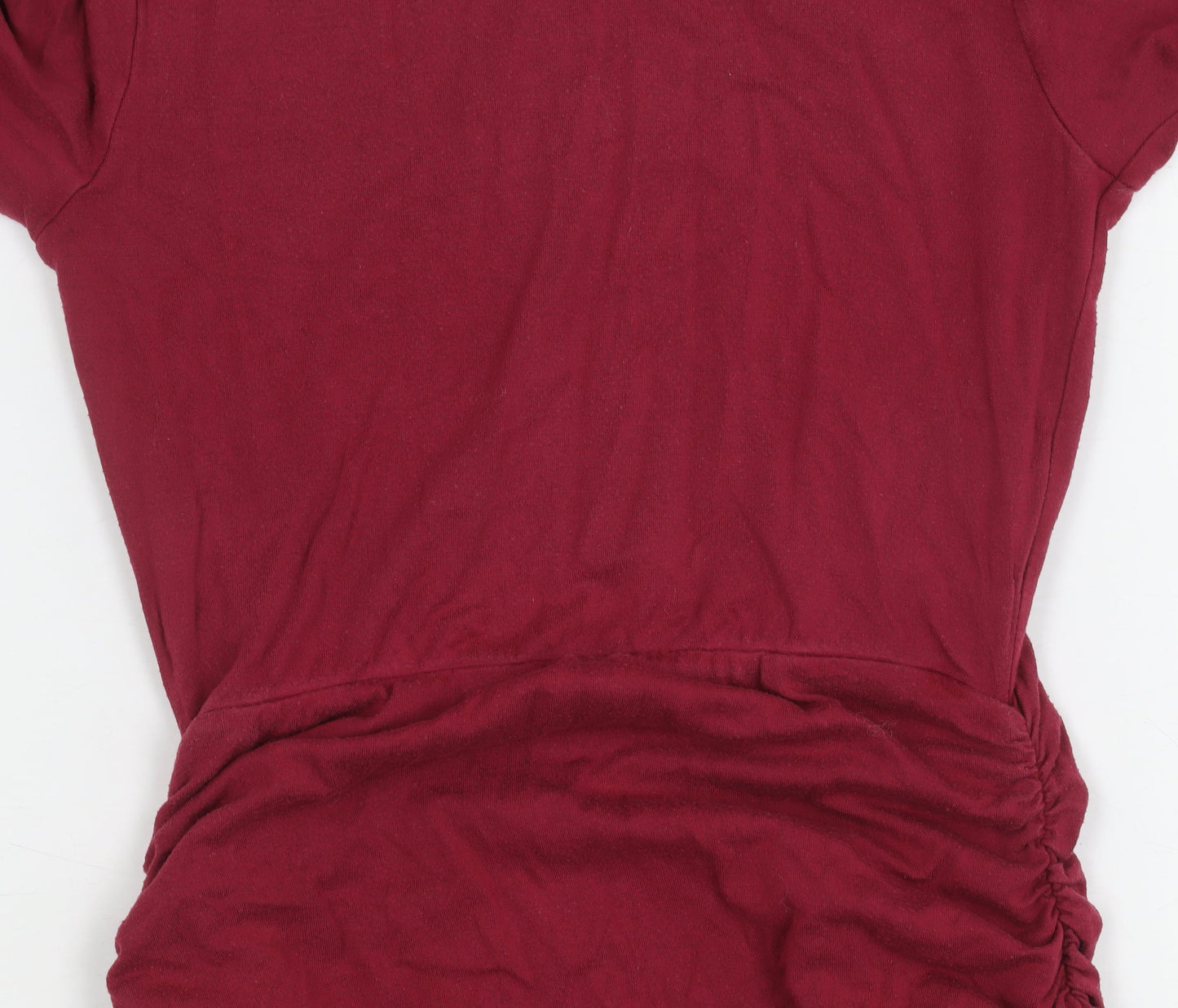 ASOS Petite Red Long Sleeve Ruched Dress UK 8
