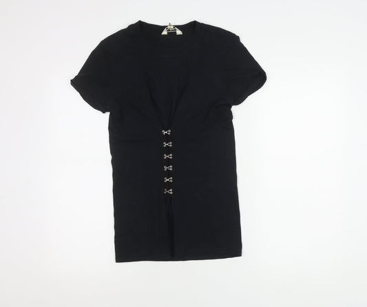 Miss Selfridge Women's Black T-Shirt, Size 6