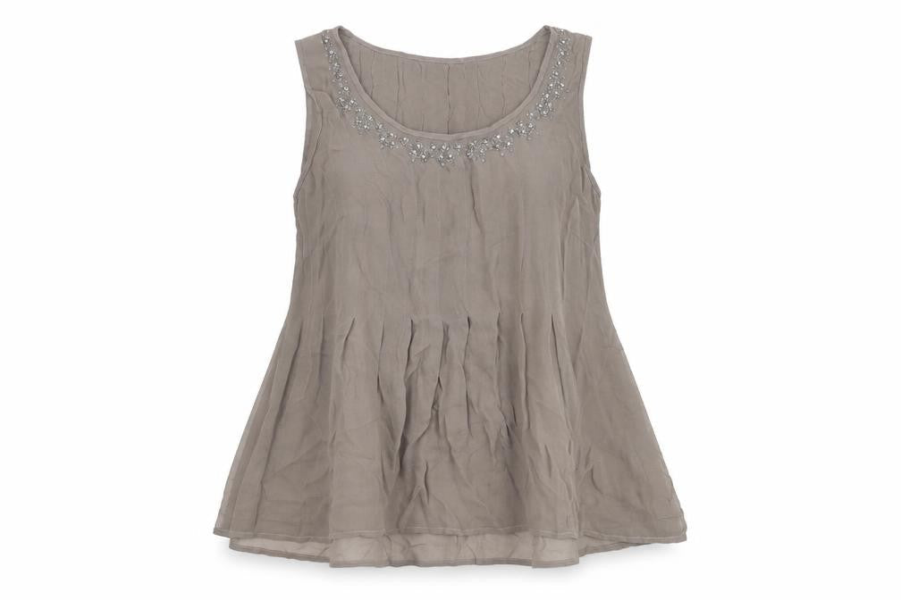 Monsoon Women's Grey Sleeveless Tunic Blouse, Size 12
