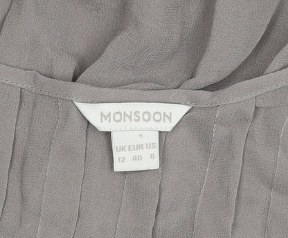 Monsoon Women's Grey Sleeveless Tunic Blouse, Size 12