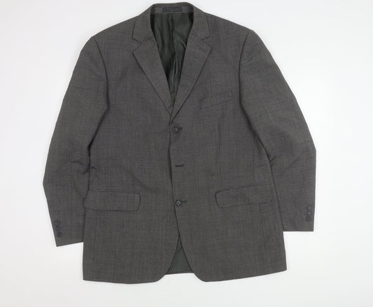 BHS Men's Grey Check Blazer, 42R, Business Jacket