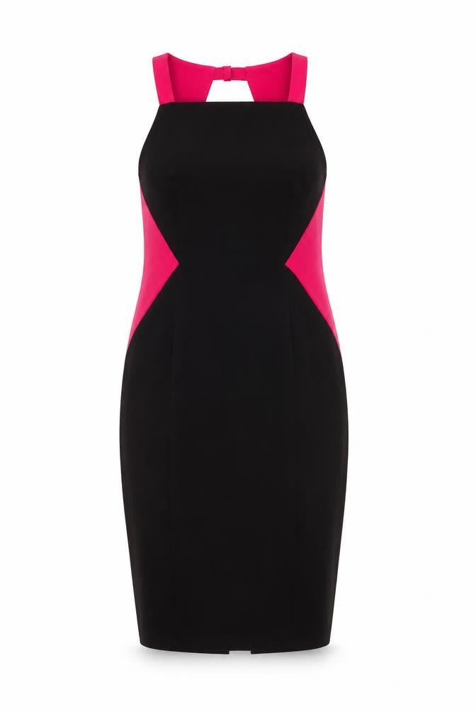 Next Women's Black Pink Colourblock Bodycon Dress