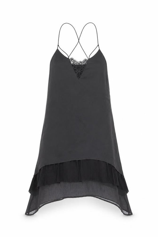 H&M Women's Black Slip Dress, Size 8, Elegant Lace Finish