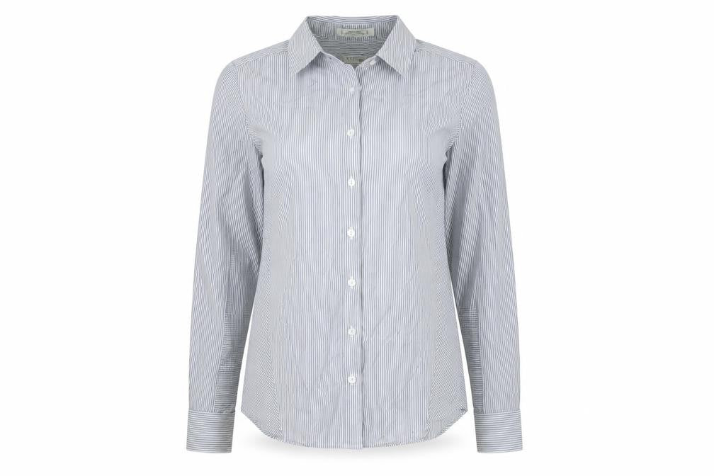 Orvis Women's Grey Striped Button-Up Shirt Size 12