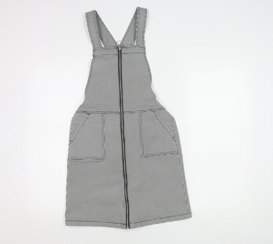 H&M Girls Black Gingham Pinafore Dress, Size 13
