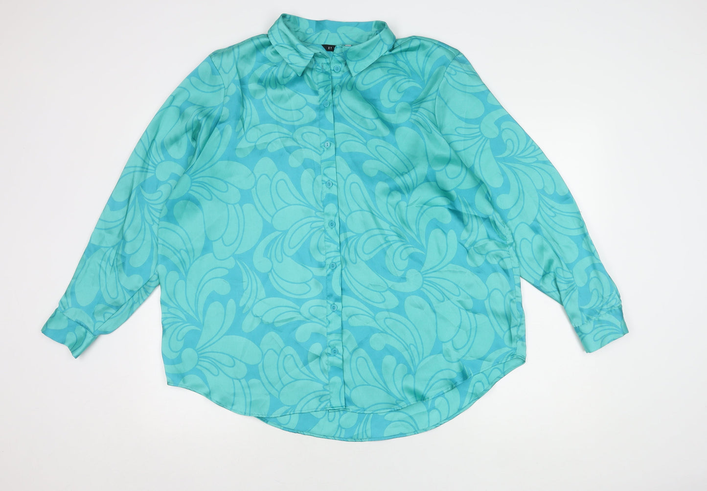 Et Vous Women's Blue Blouse Size 16 Collared Long Sleeve