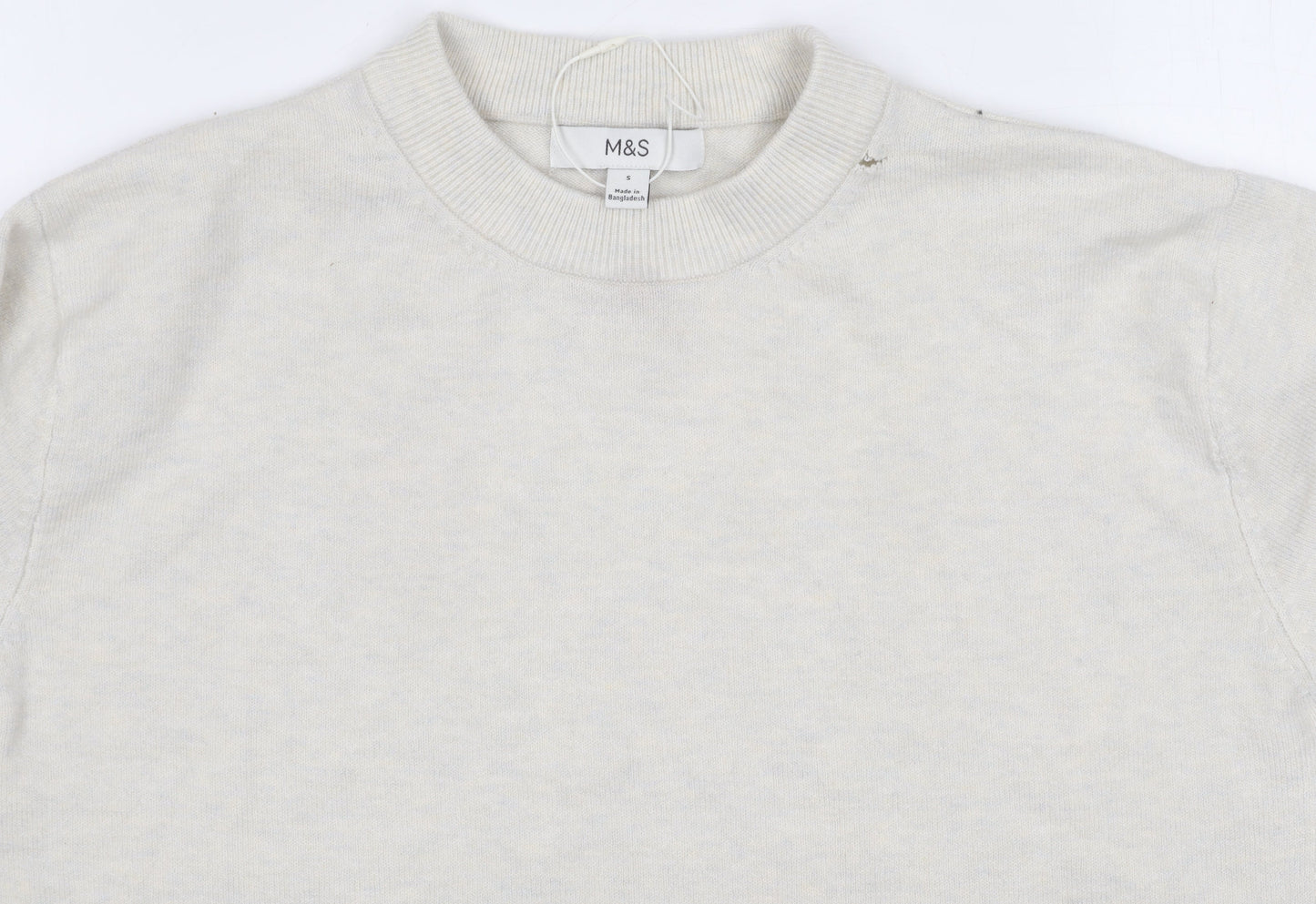 Marks and Spencer Women Ivory Crew Neck Top S