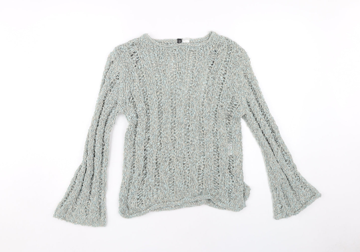H&M Women's Blue Open-Knit Jumper, Size S