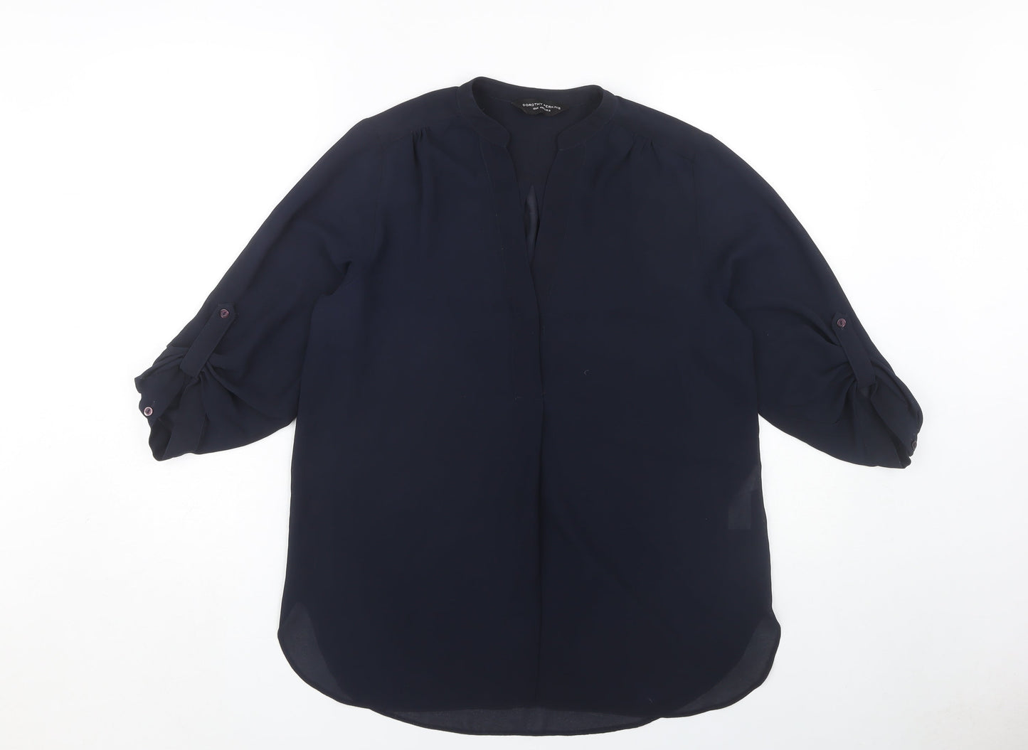 Dorothy Perkins Women's Blue Blouse Size 12 Roll Tab Sleeve