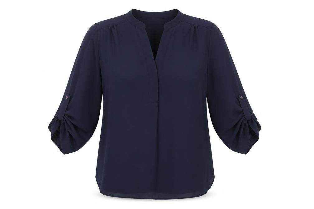 Dorothy Perkins Women's Blue Blouse Size 12 Roll Tab Sleeve