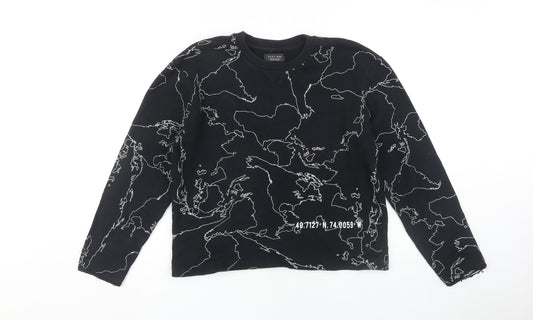ZARA MAN Black Graphic Print Sweatshirt Med Men