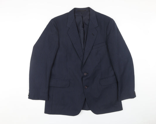 Men's Classic Blue Striped Wool Blazer - 40 S