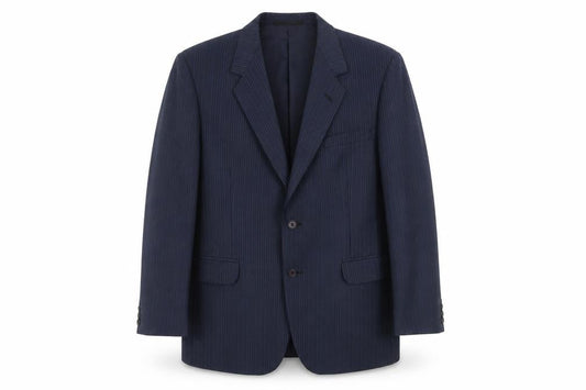 Men's Classic Blue Striped Wool Blazer - 40 S