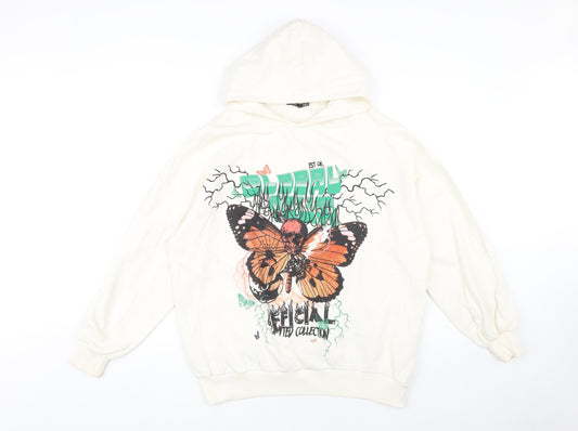 Boohoo Women's White Pullover Hoodie Size S