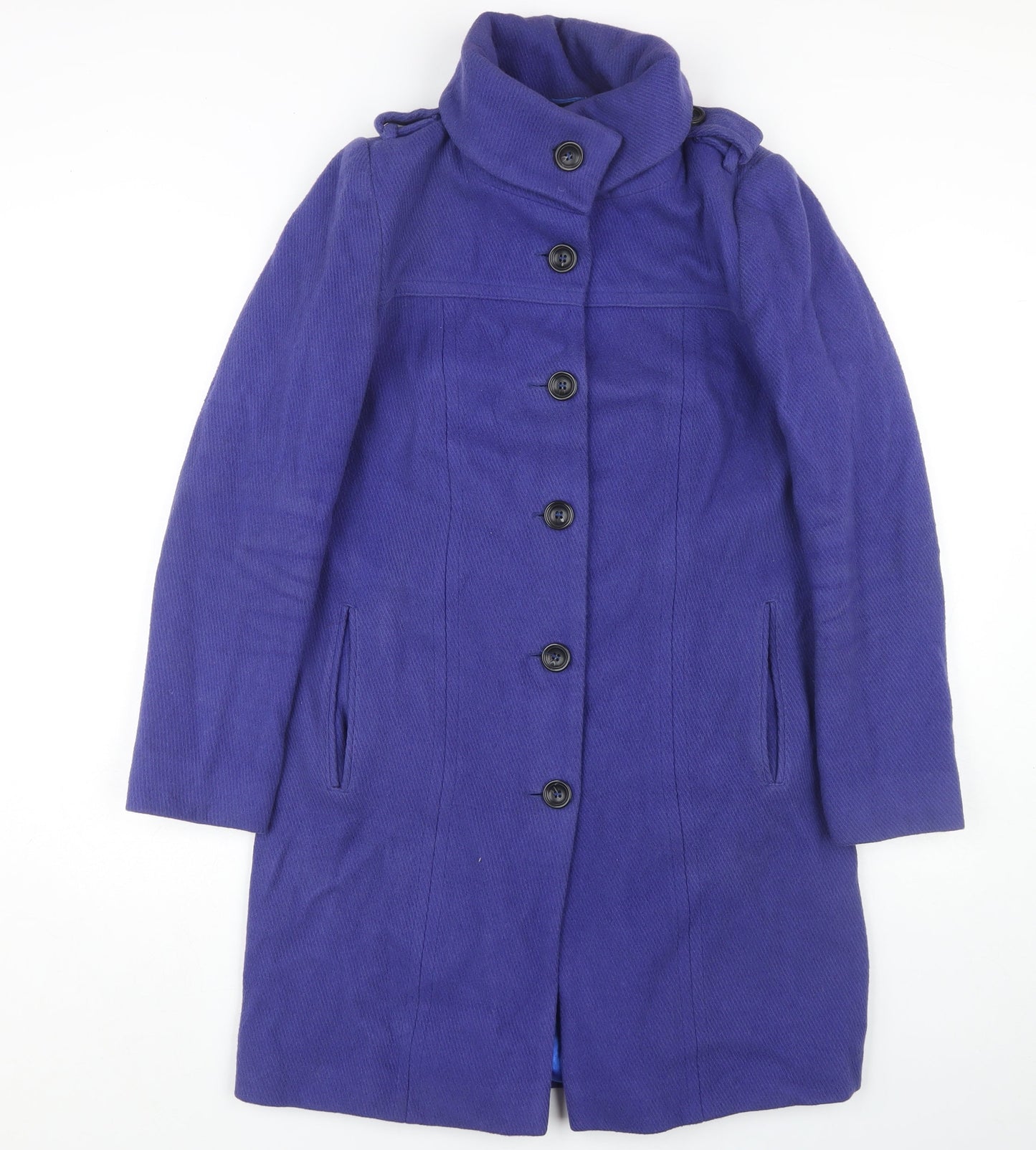 ASOS Women's Blue Long Wool Blend Overcoat Size 10