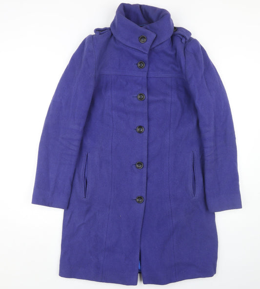ASOS Women's Blue Long Wool Blend Overcoat Size 10