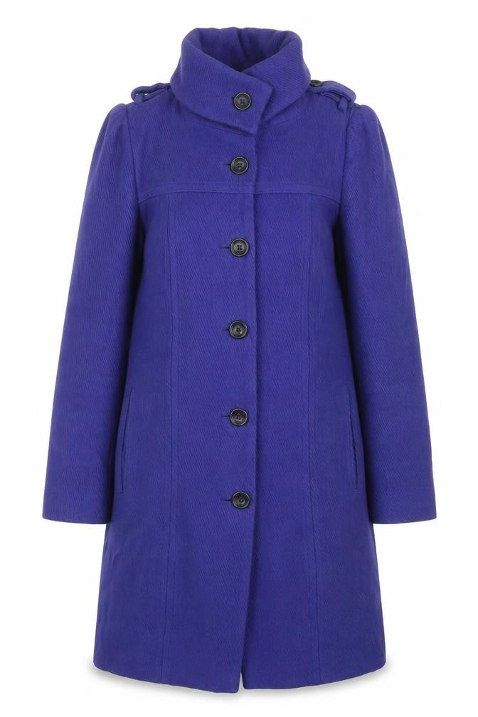 ASOS Women's Blue Long Wool Blend Overcoat Size 10