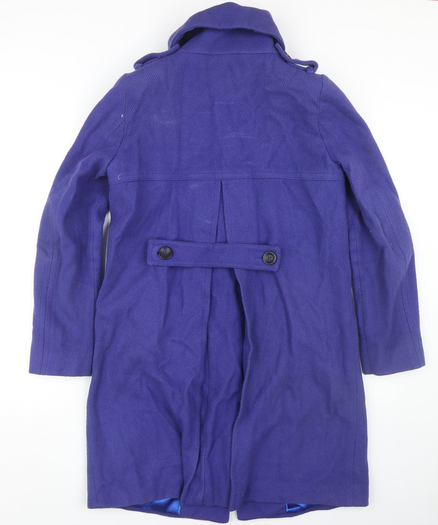 ASOS Women's Blue Long Wool Blend Overcoat Size 10