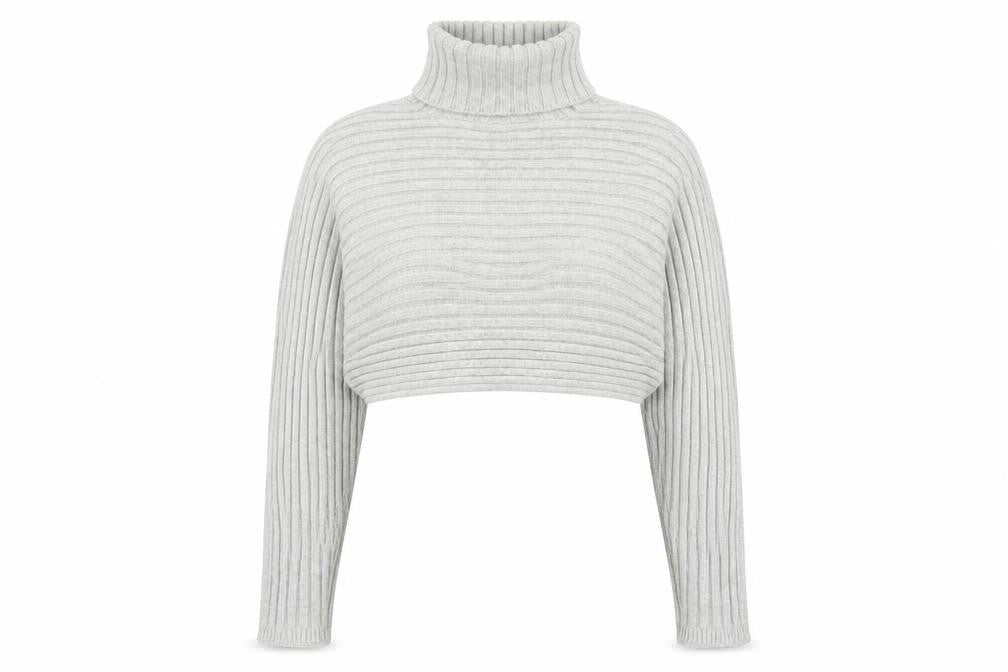 New Look Women's Grey Ribbed Roll Neck Jumper S