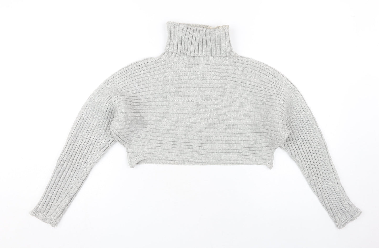 New Look Women's Grey Ribbed Roll Neck Jumper S