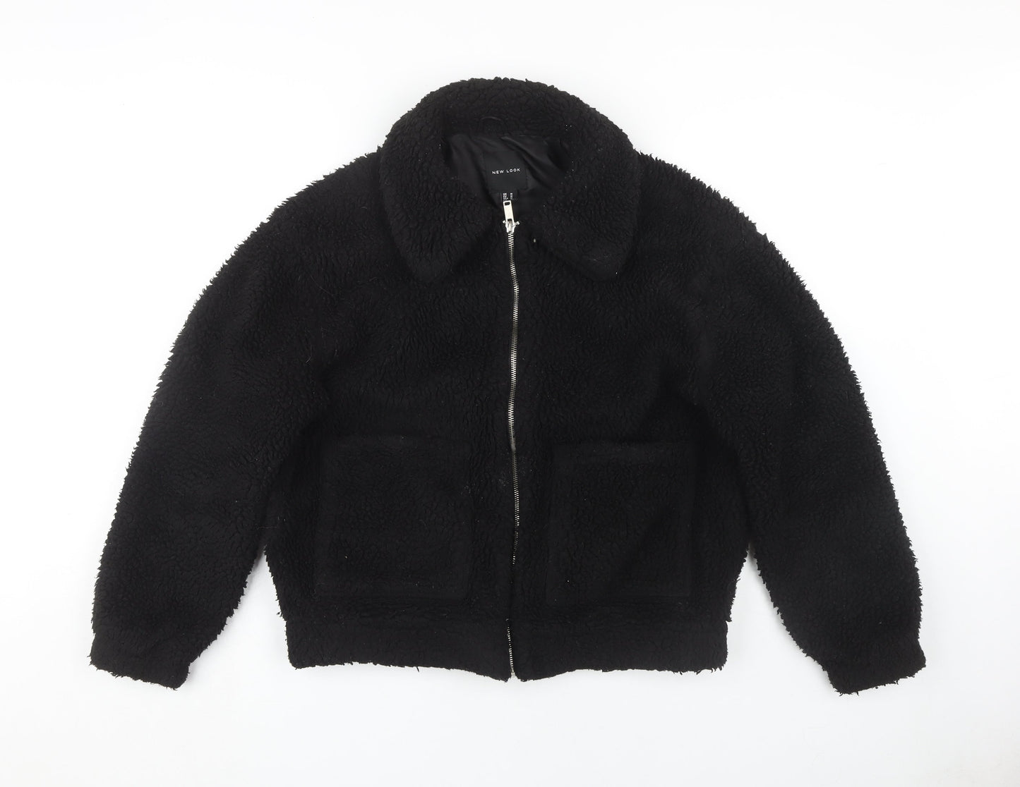 New Look Women's Black Bomber Jacket, Size M, Polyester