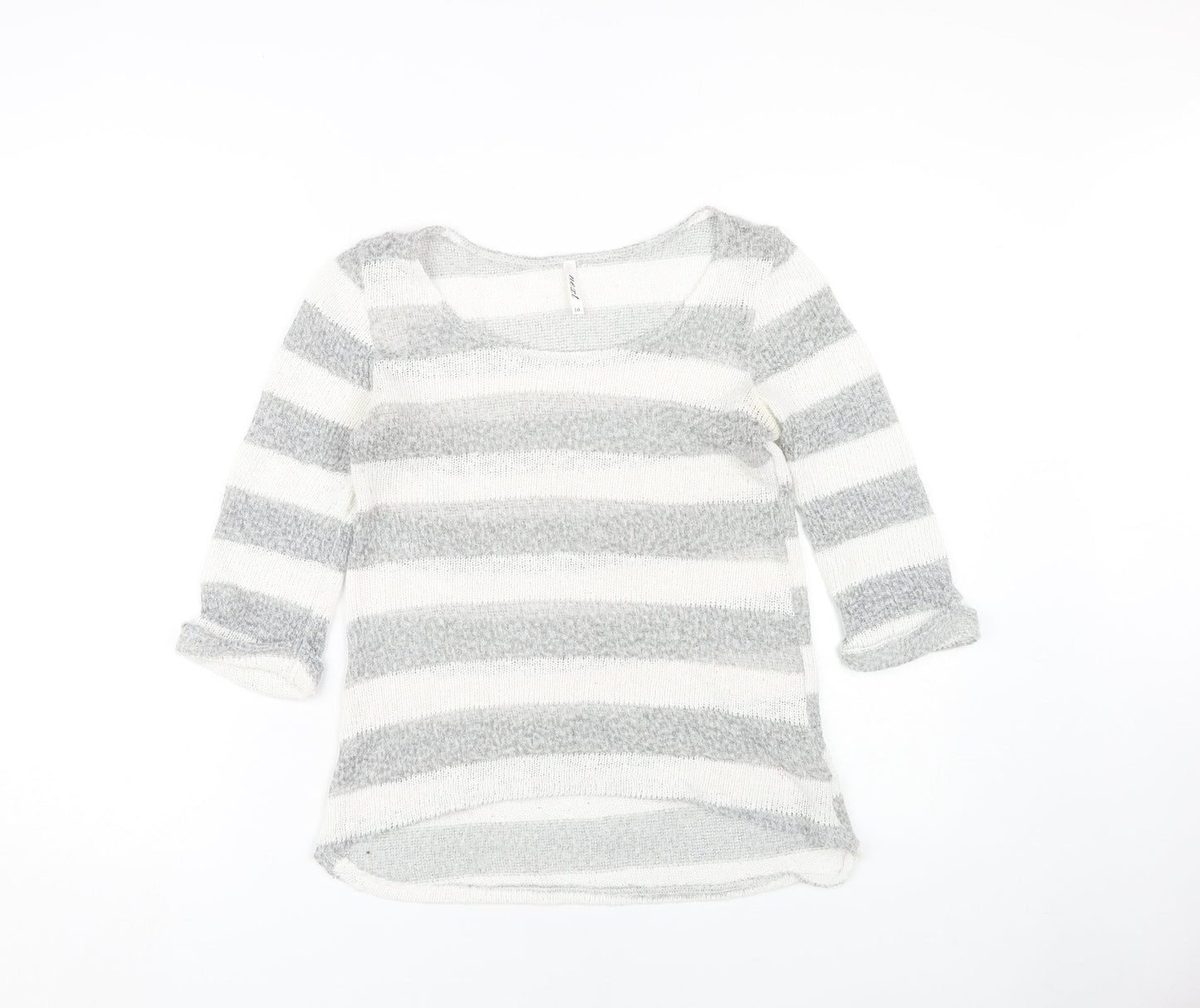 Next Women Grey Striped Pullover Jumper Size 10