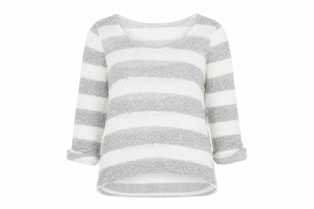 Next Women Grey Striped Pullover Jumper Size 10