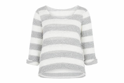 Next Women Grey Striped Pullover Jumper Size 10