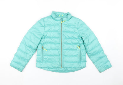 Additional front view of Crewcuts girls’ blue puffer jacket, size 8