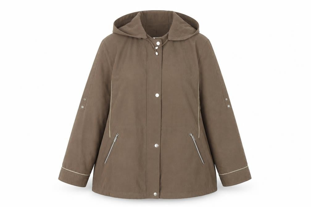 Balmoral Collection Women's Brown Hooded Mid-Length Jacket