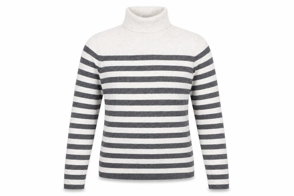 Marks & Spencer Women's Grey Striped Roll Neck Jumper