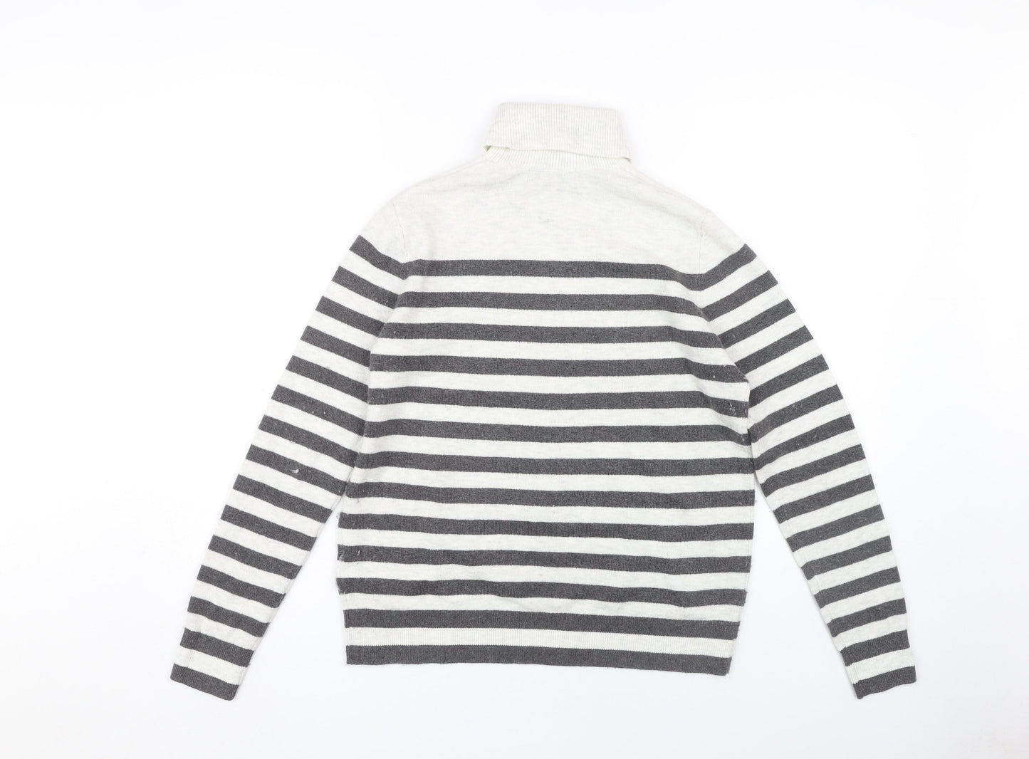 Marks and Spencer Women's Grey Striped Roll Neck Jumper