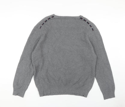 Back view of Linea Men's Grey XL Crew Neck jumper Knit