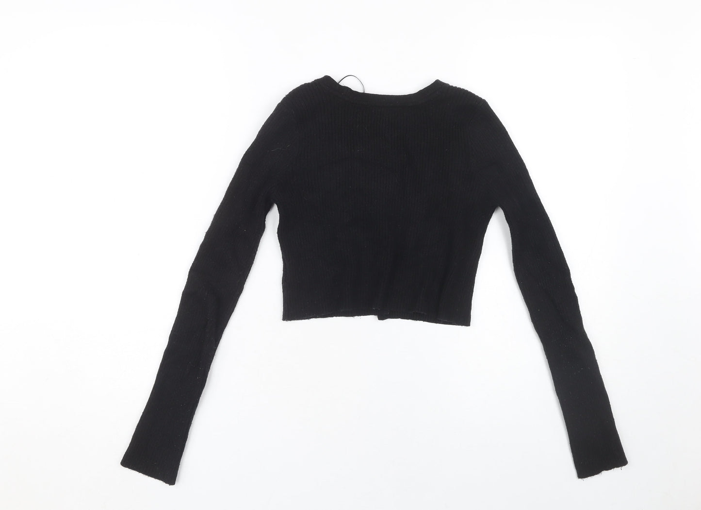 Women's Black Slim Fit V-Neck Cardigan, Size S, Knit