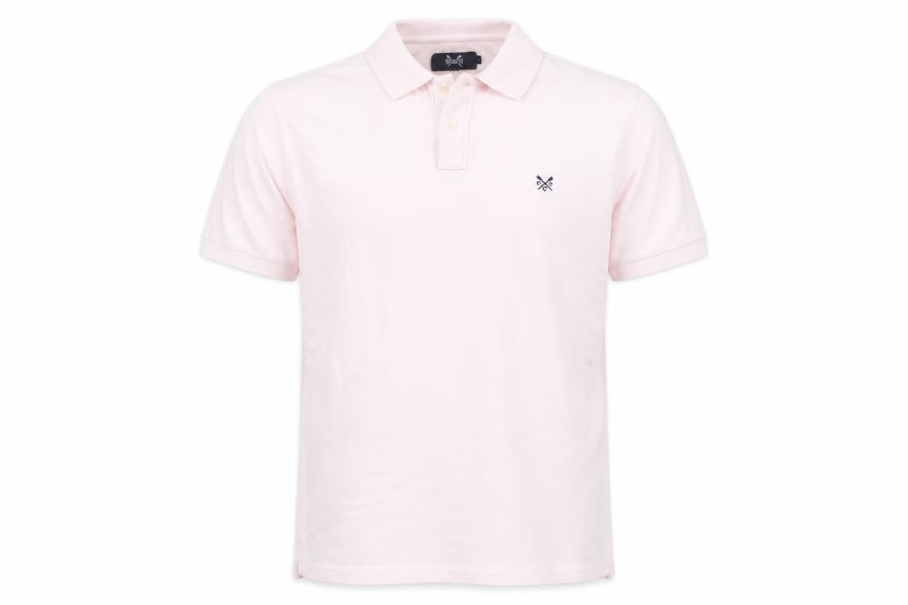 Crew Clothing Men's Pink Polo, Size L, Logo Accent