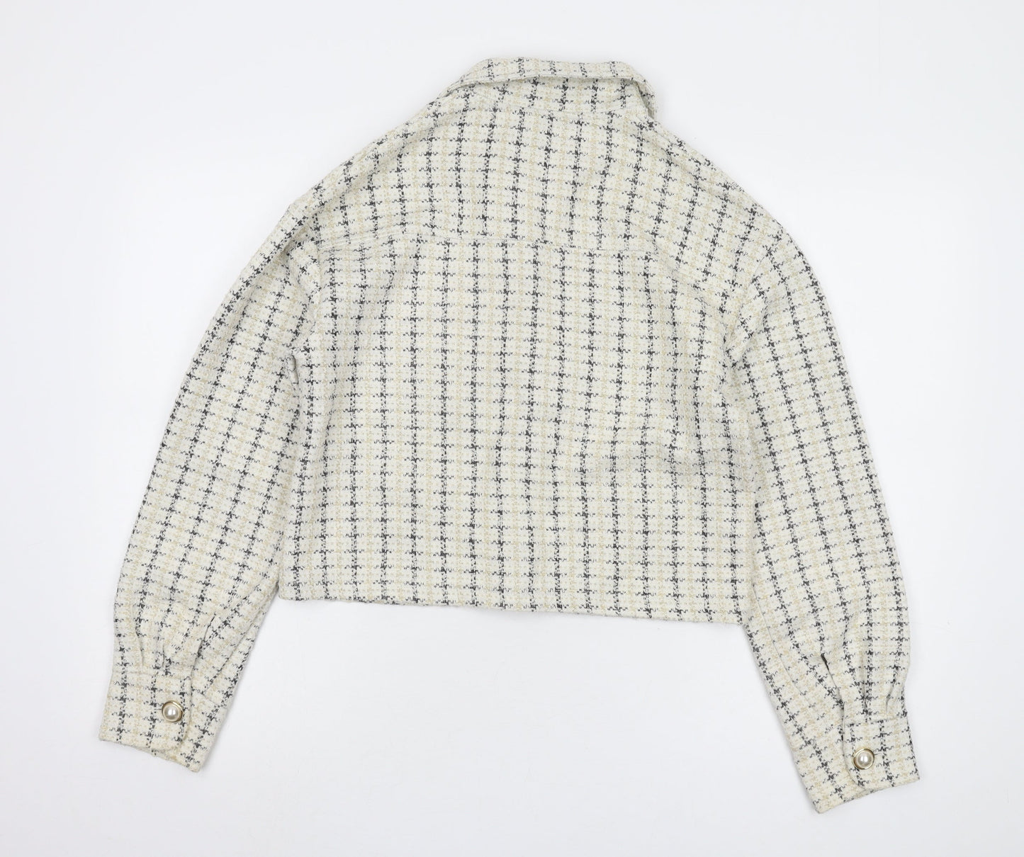 Miss Selfridge Women's Grey Check Cropped Jacket Size 10