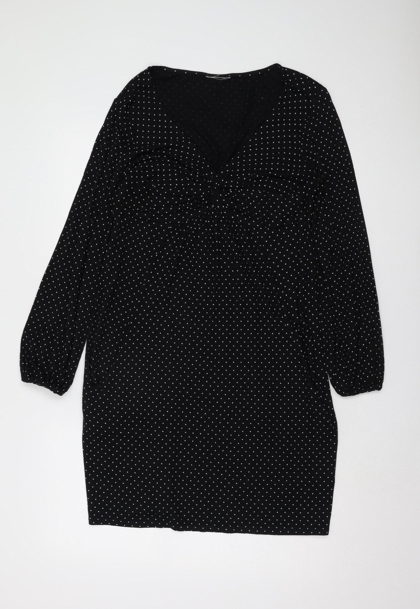 Wallis Women's Black Polka Dot Viscose Sheath Dress Size 12