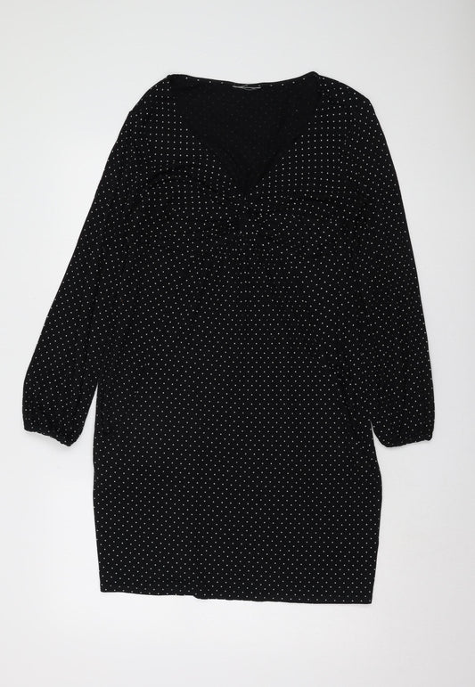 Wallis Women's Black Polka Dot Viscose Sheath Dress Size 12