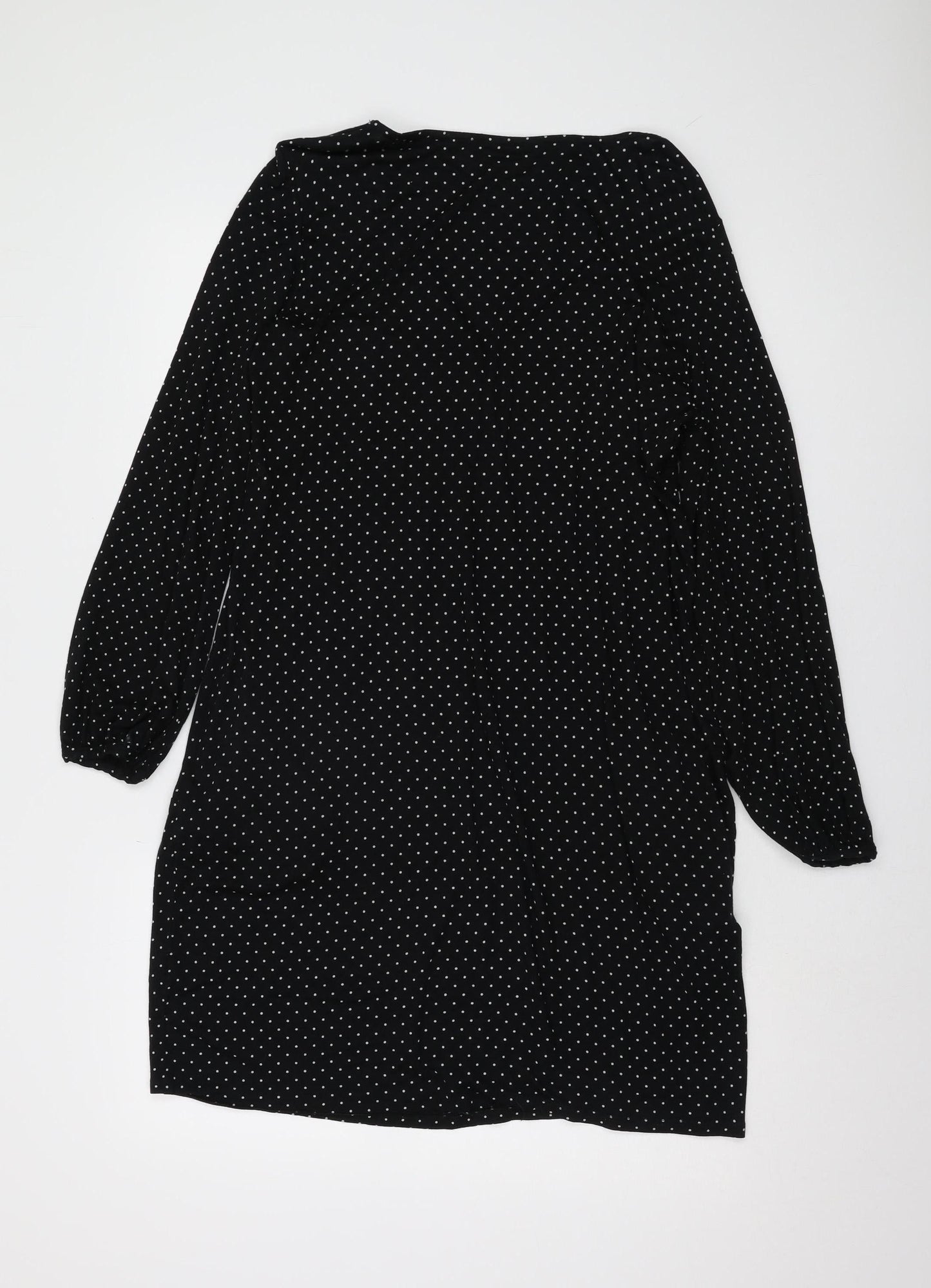 Wallis Women's Black Polka Dot Viscose Sheath Dress Size 12