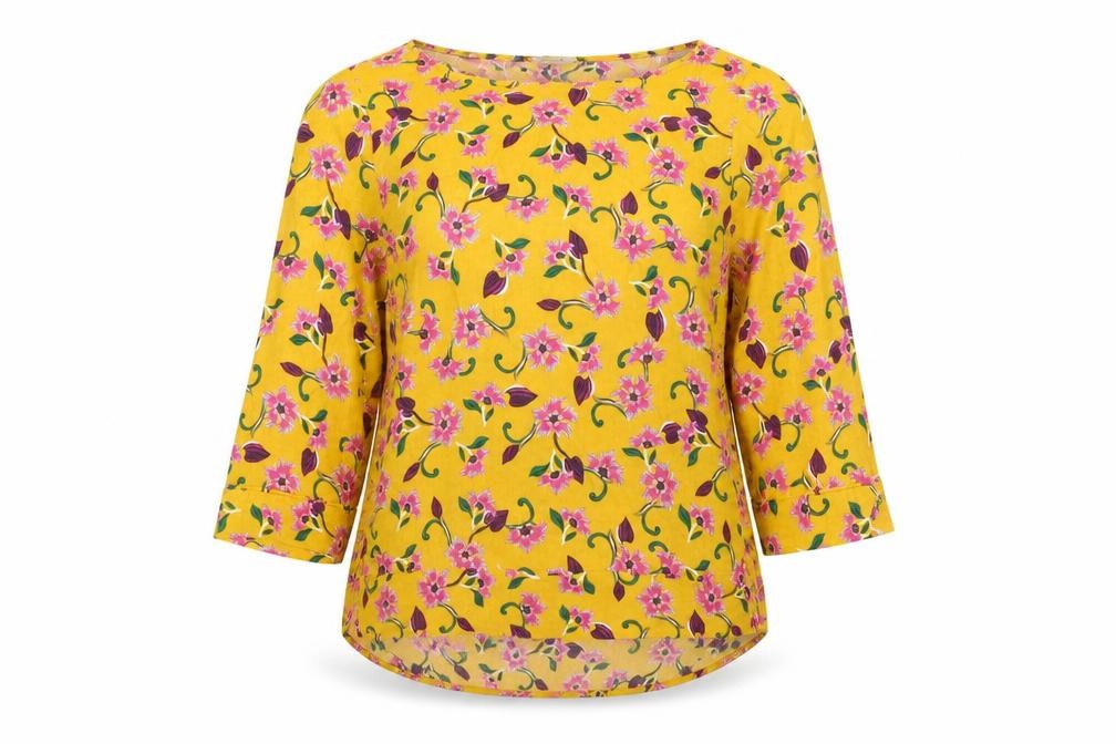 Next Women's Yellow Floral Blouse, Size 12, Spring Ready