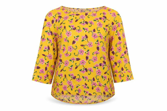 Next Women's Yellow Floral Blouse, Size 12, Spring Ready