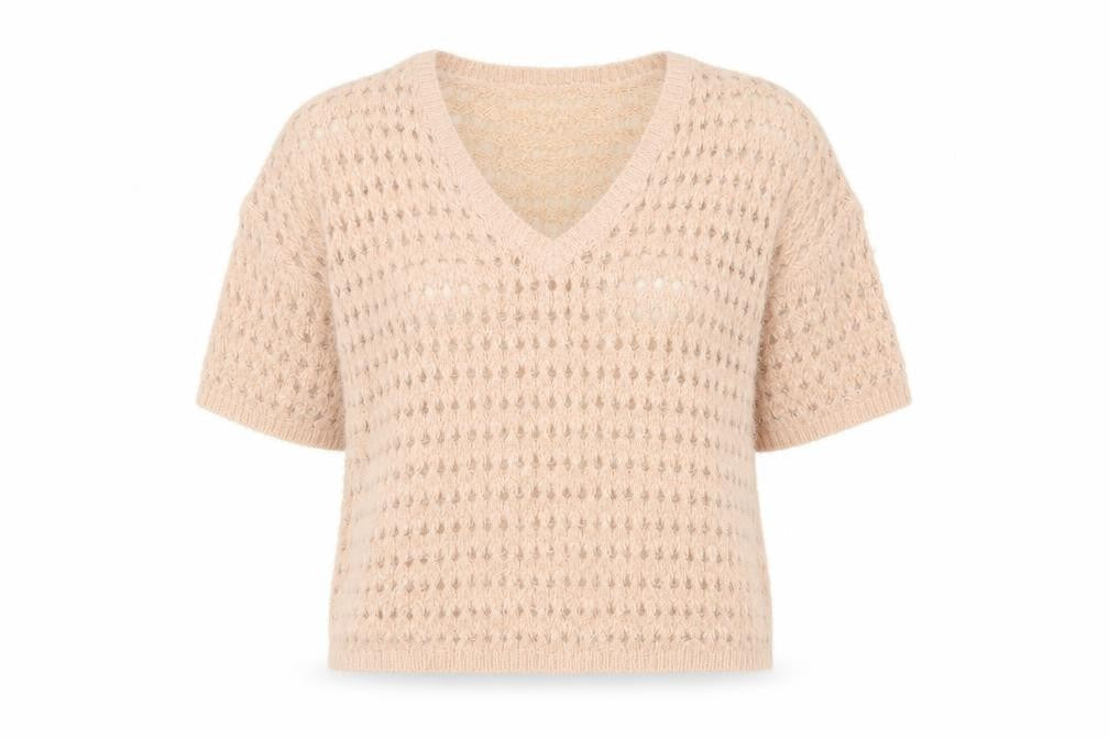 Next Women's Beige Open-Knit V-Neck Jumper, Large