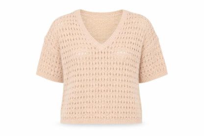 Next Women's Beige Open-Knit V-Neck Jumper, Large
