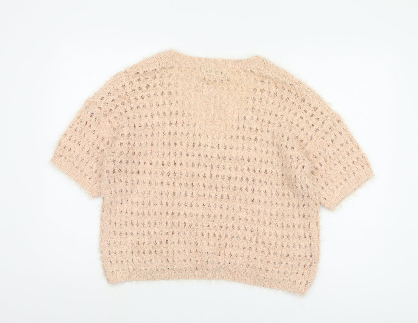 Next Women's Beige Open-Knit V-Neck Jumper, Large